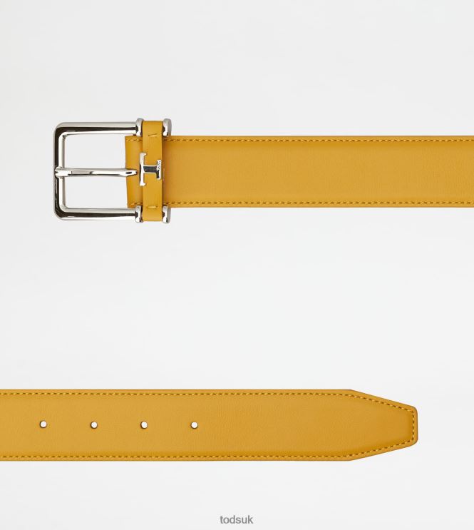 Tod's Men Belt in Leather 602L84978 Yellow