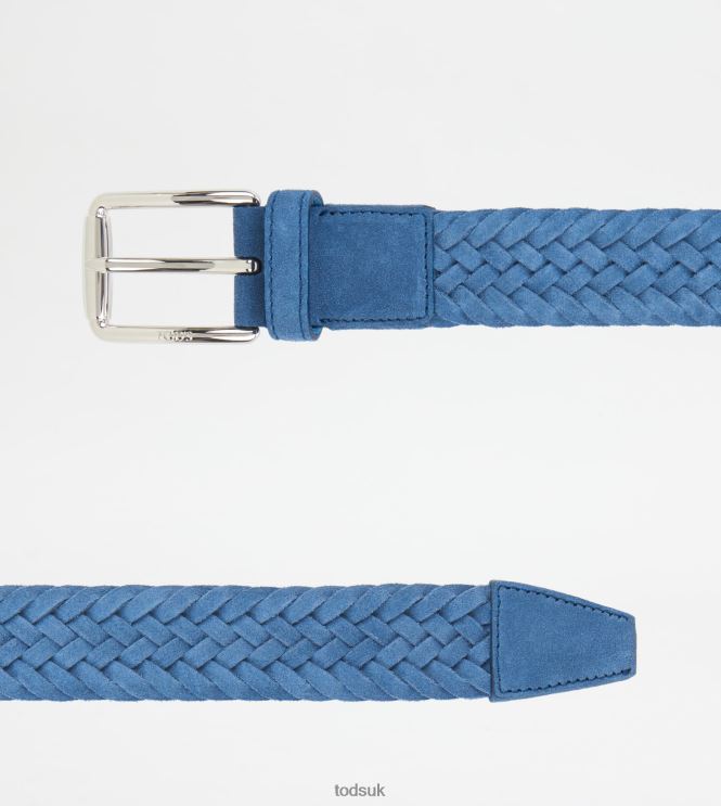 Tod's Men Belt in Suede 602L84935 Blue