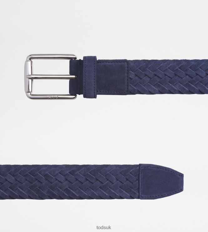 Tod's Men Belt in Suede 602L84945 Blue