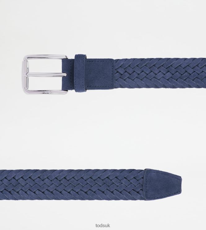 Tod's Men Belt in Suede 602L84946 Blue