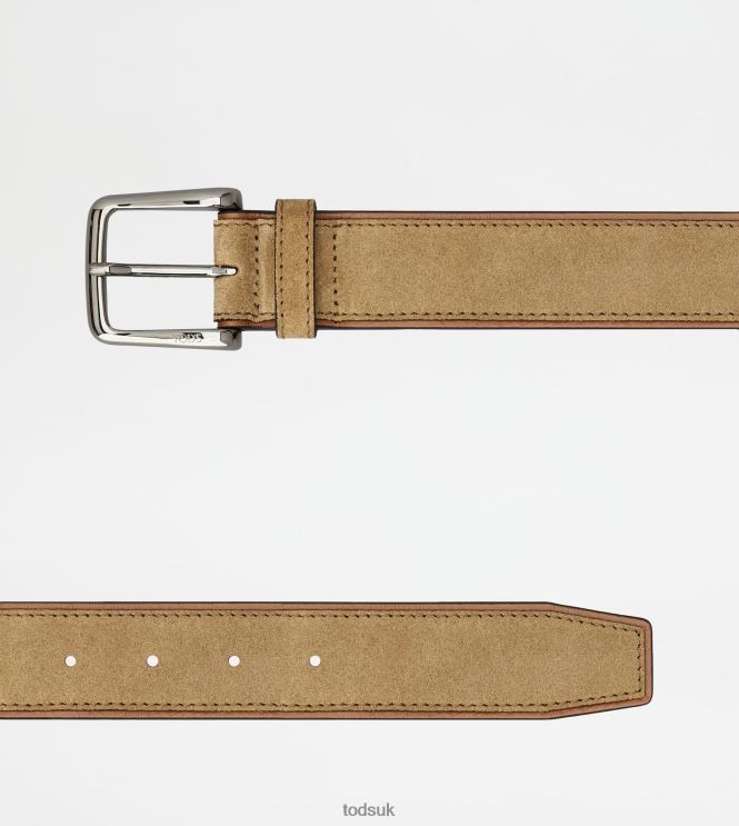 Tod's Men Belt in Suede 602L84952 Beige