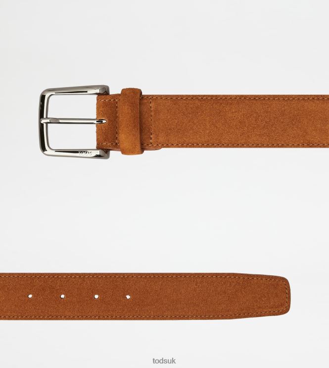 Tod's Men Belt in Suede 602L84955 Brown