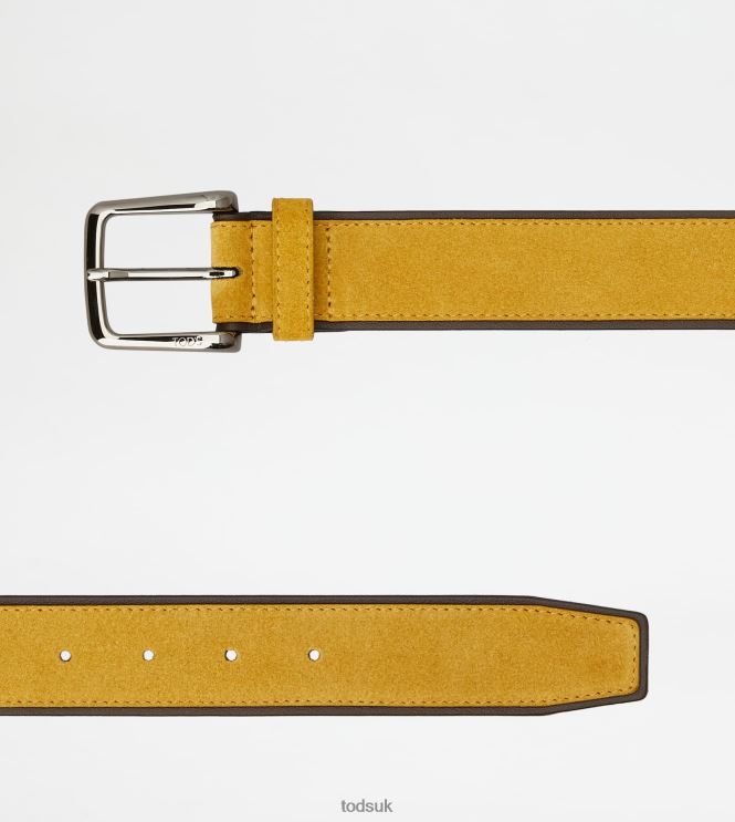 Tod's Men Belt in Suede 602L84958 Yellow