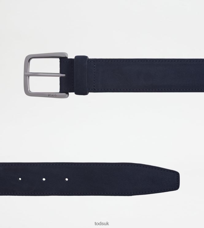 Tod's Men Belt in Suede 602L84961 Blue