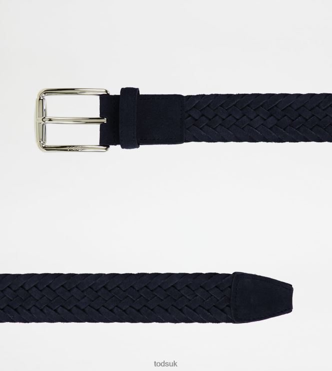 Tod's Men Belt in Suede 602L84980 Blue
