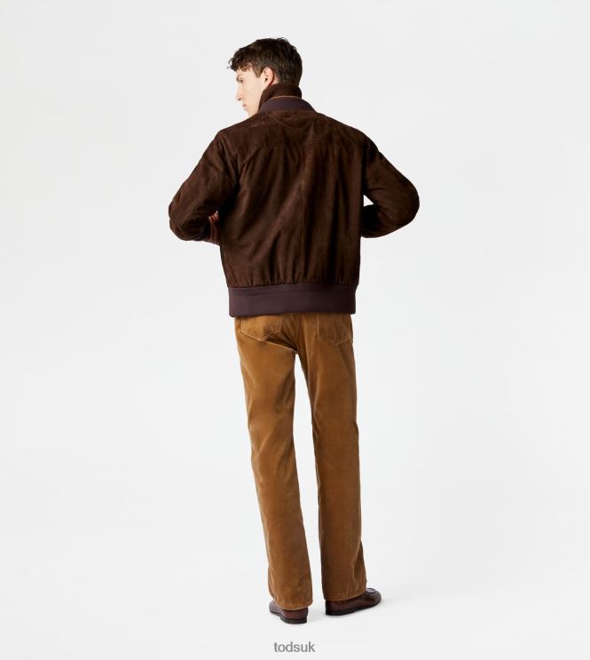 Tod's Men Bomber Jacket in Suede 602L841096 Brown