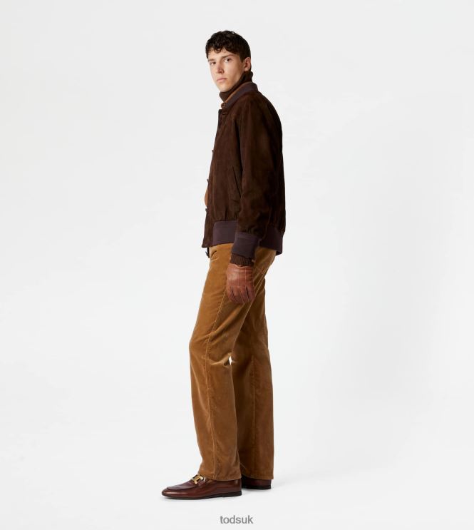 Tod's Men Bomber Jacket in Suede 602L841096 Brown