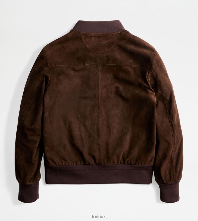 Tod's Men Bomber Jacket in Suede 602L841096 Brown