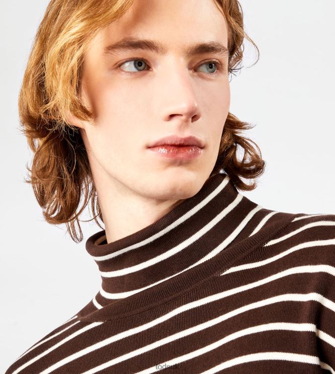 Tod's Men Striped Turtleneck Jumper 602L841121 Brown/White