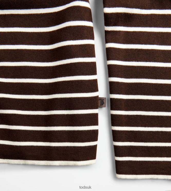 Tod's Men Striped Turtleneck Jumper 602L841121 Brown/White