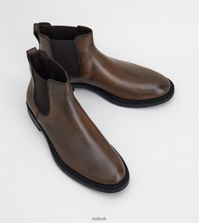Tod's Men Ankle Boots in Leather 602L84807 Brown