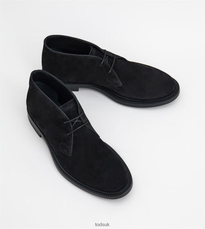 Tod's Men Desert Boots in Suede 602L84789 Black