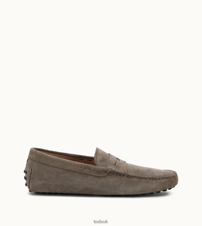 Tod's Men Gommino Driving Shoes in Suede 602L84735 Beige