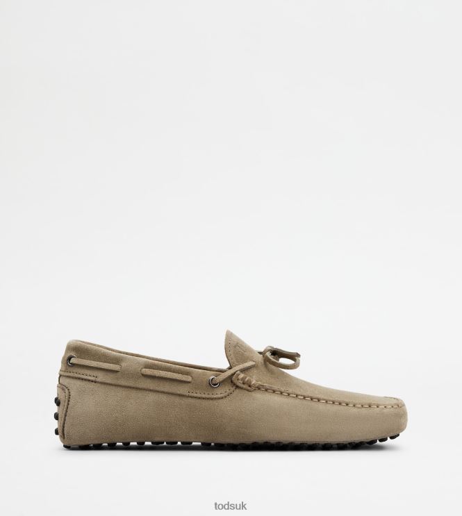 Tod's Men Gommino Driving Shoes in Suede 602L84741 Beige