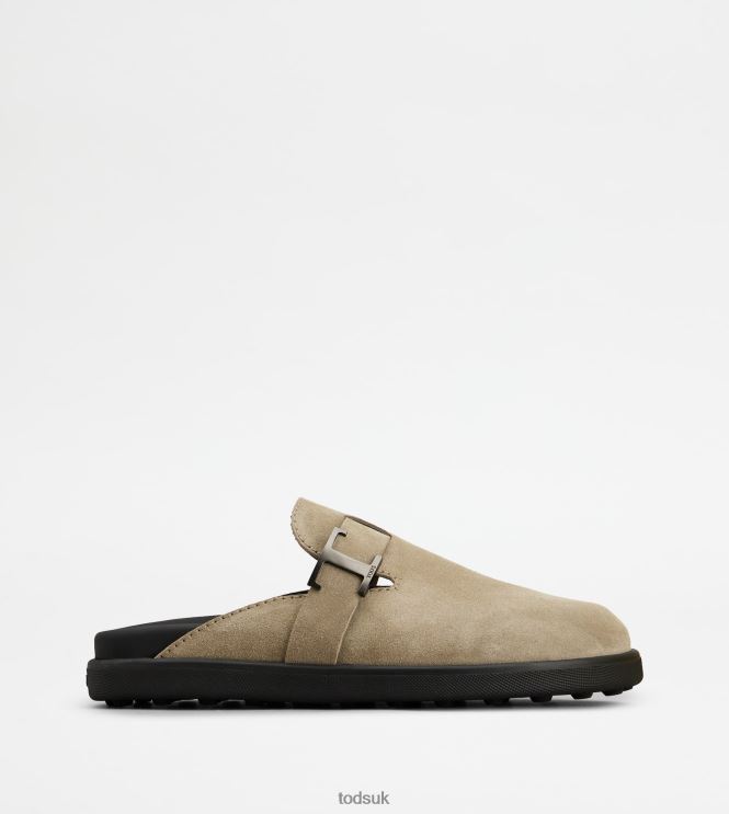 Tod's Men T Timeless Mules in Suede 602L84920 Beige