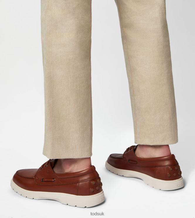 Tod's Men Boat Shoes in Leather 602L84815 Brown