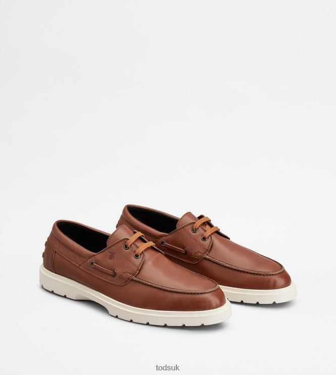 Tod's Men Boat Shoes in Leather 602L84815 Brown