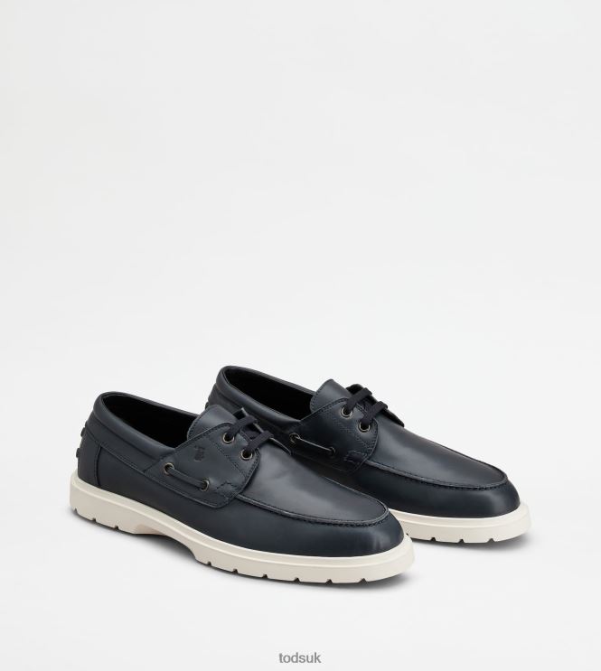 Tod's Men Boat Shoes in Leather 602L84817 Blue