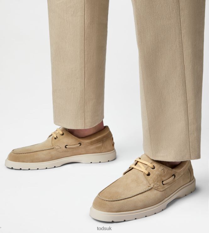 Tod's Men Boat Shoes in Suede 602L84816 Beige