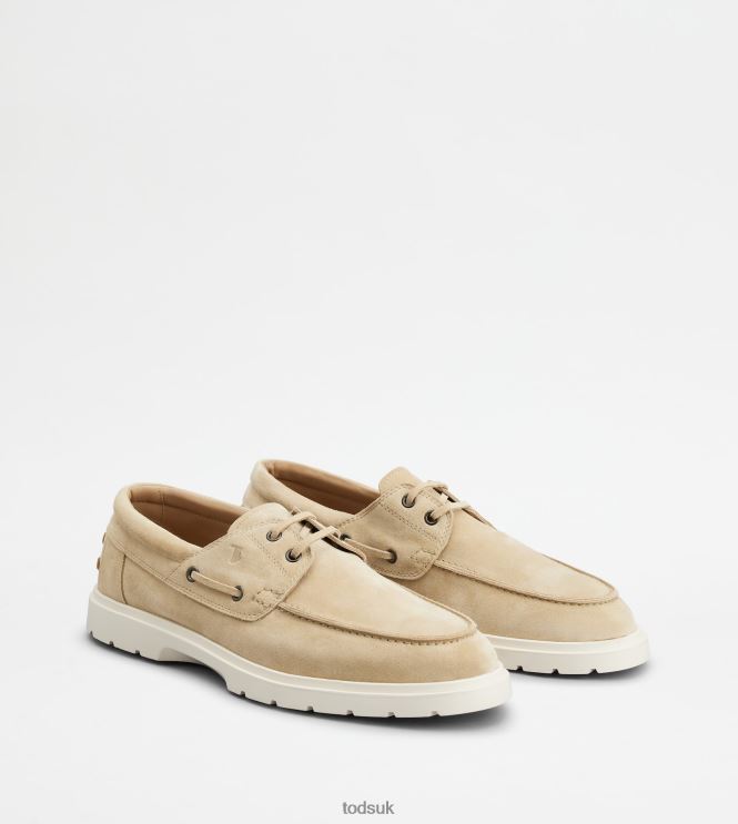 Tod's Men Boat Shoes in Suede 602L84816 Beige
