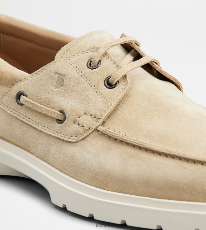 Tod's Men Boat Shoes in Suede 602L84816 Beige