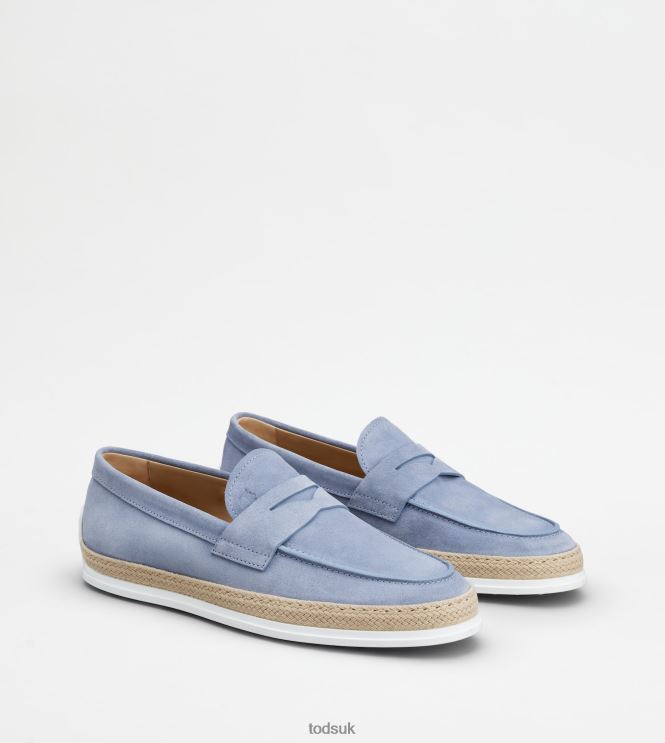 Tod's Men Loafers in Suede 602L84641 Light Blue
