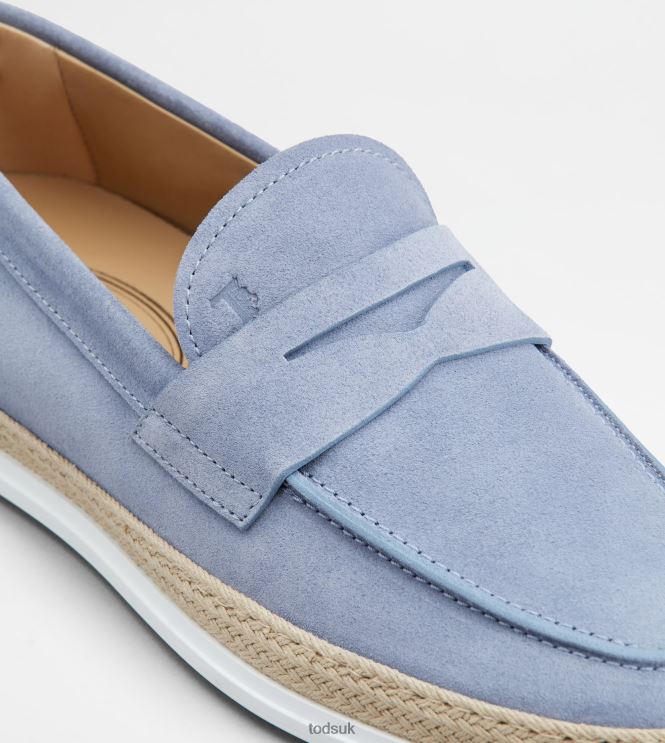 Tod's Men Loafers in Suede 602L84641 Light Blue