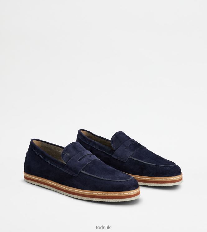 Tod's Men Loafers in Suede 602L84642 Blue