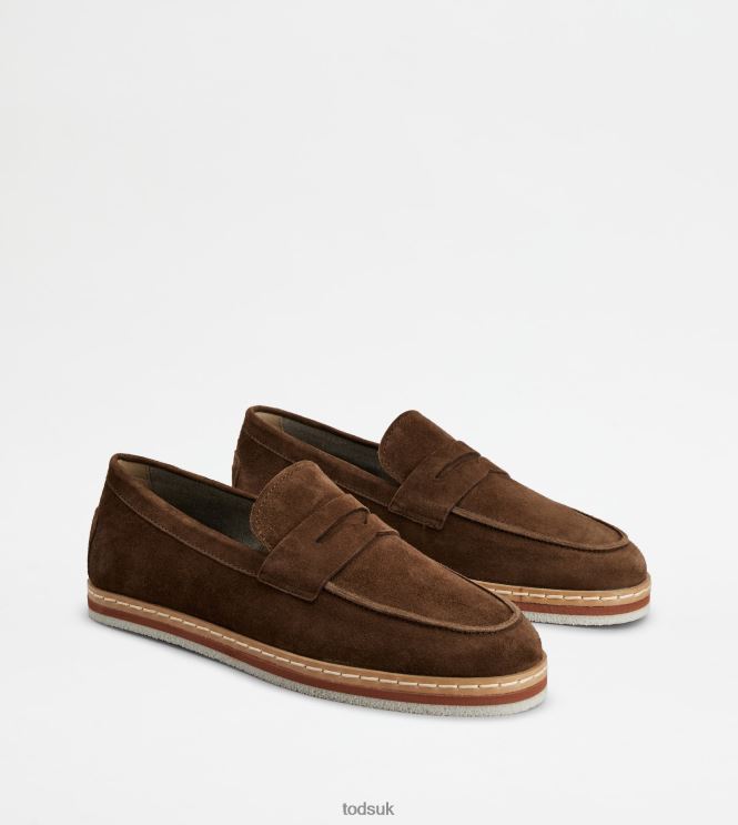 Tod's Men Loafers in Suede 602L84643 Brown