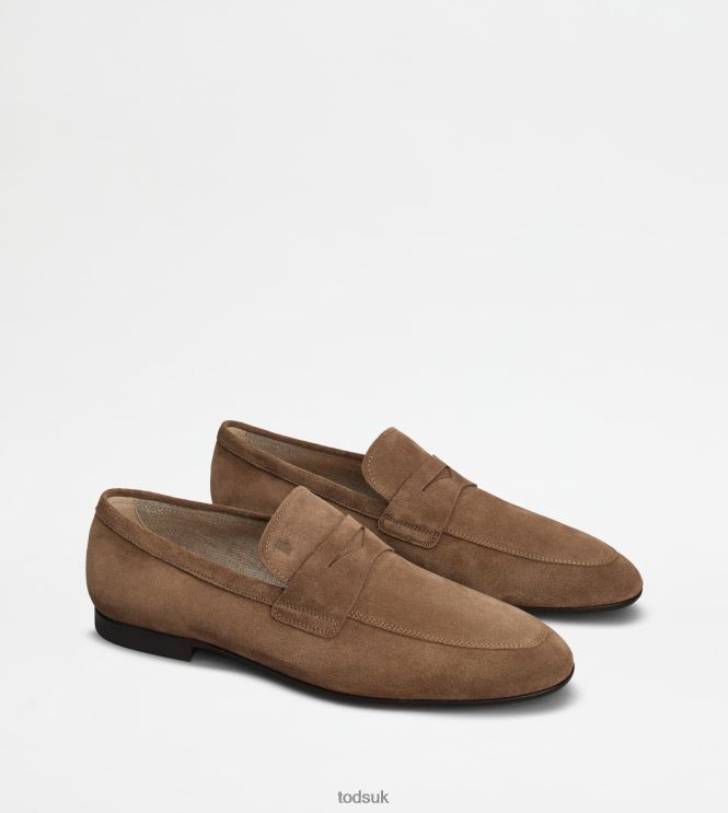 Tod's Men Loafers in Suede 602L84656 Brown