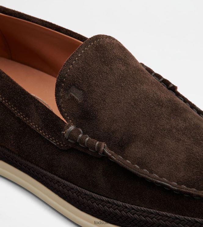 Tod's Men Slipper Loafers in Suede 602L84907 Brown
