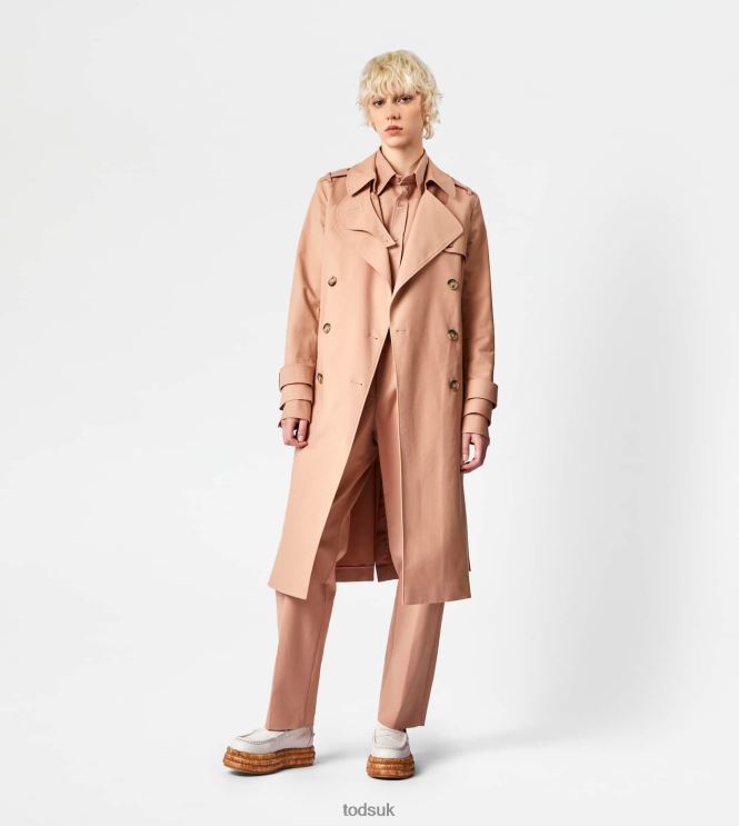 Tod's Women Double-breasted Trench Coat 602L84597 Beige