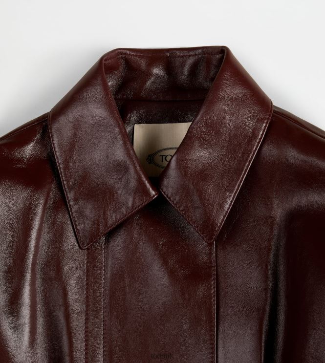 Tod's Women Jacket in Leather 602L84585 Brown