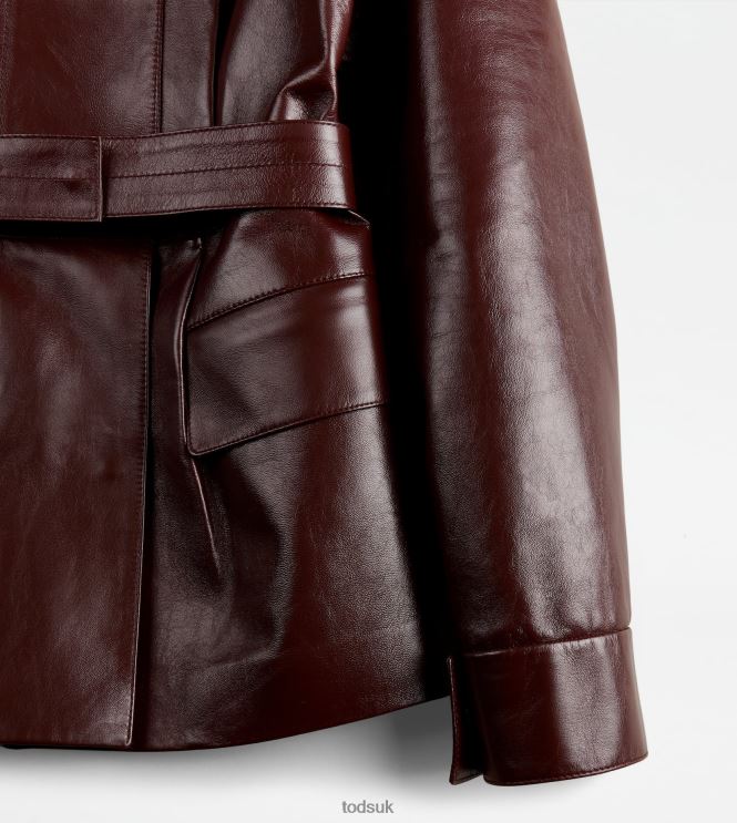 Tod's Women Jacket in Leather 602L84585 Brown