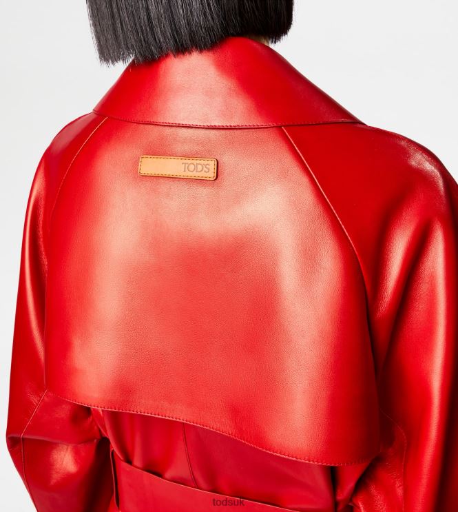 Tod's Women Trench Coat in Leather 602L84593 Red