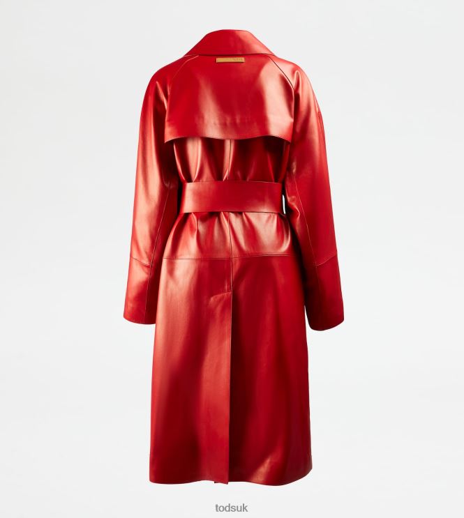 Tod's Women Trench Coat in Leather 602L84593 Red