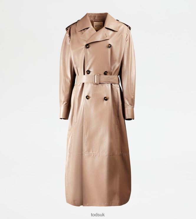 Tod's Women Trench Coat in Leather 602L84595 Beige