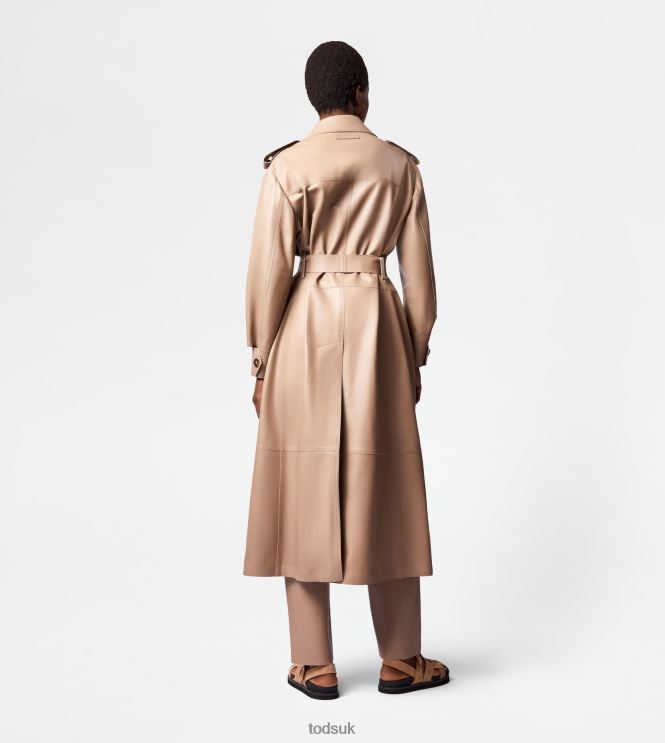 Tod's Women Trench Coat in Leather 602L84595 Beige
