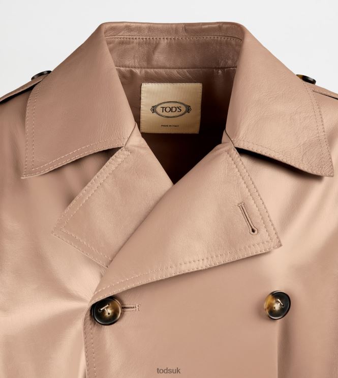 Tod's Women Trench Coat in Leather 602L84595 Beige