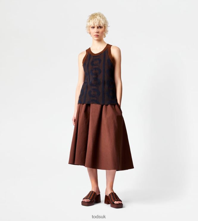 Tod's Women Top Jacquard 602L84580 Brown/Blue