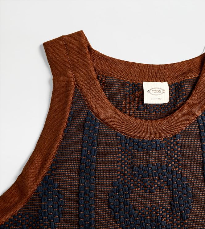 Tod's Women Top Jacquard 602L84580 Brown/Blue
