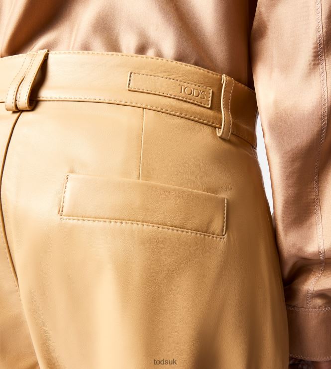Tod's Women Pants in Leather 602L84553 Beige