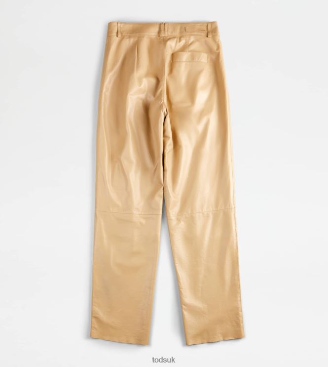 Tod's Women Pants in Leather 602L84553 Beige