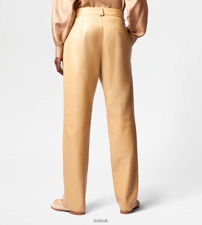 Tod's Women Pants in Leather 602L84553 Beige