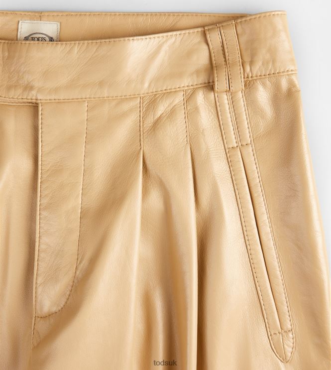 Tod's Women Pants in Leather 602L84553 Beige