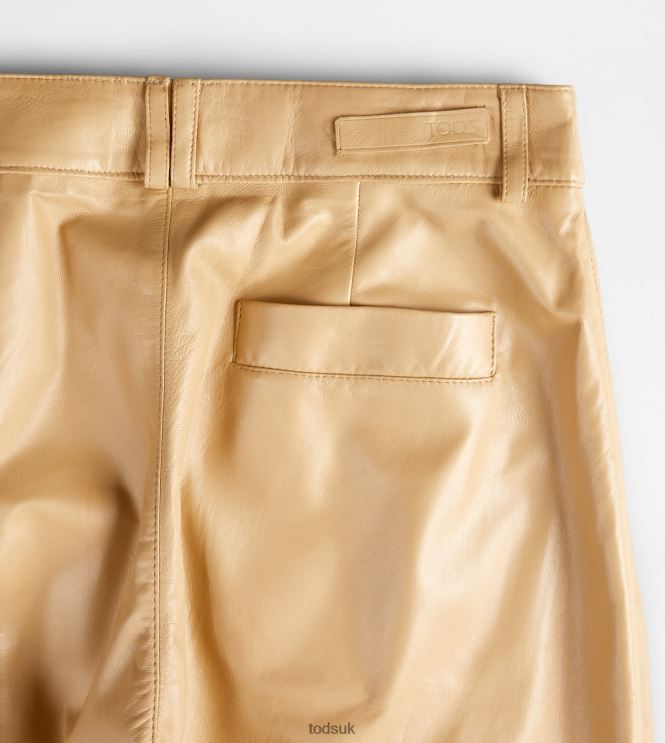 Tod's Women Pants in Leather 602L84553 Beige