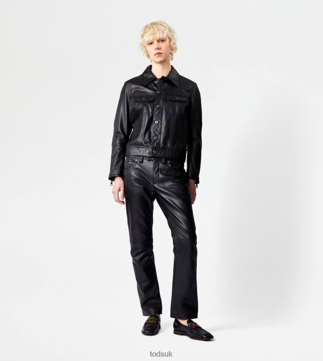 Tod's Women Pants in Leather 602L84602 Black