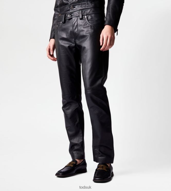 Tod's Women Pants in Leather 602L84602 Black