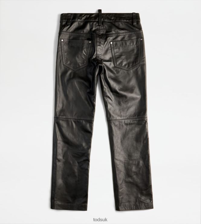 Tod's Women Pants in Leather 602L84602 Black