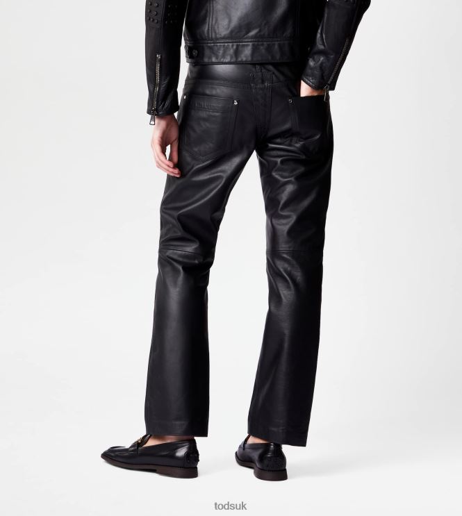 Tod's Women Pants in Leather 602L84602 Black